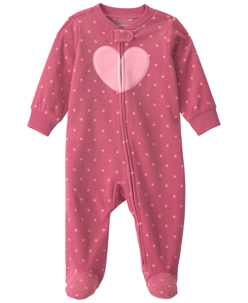 Carter's Baby Girls' Heart Fleece 2-Way Zip Sleep & Play