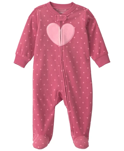 Carter's Baby Girls' Heart Fleece 2-Way Zip Sleep & Play