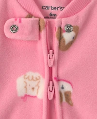 Carter's Baby Girls' Dog Fleece 2-Way Zip Sleep & Play