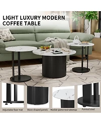 Streamdale Furniture 3-Piece Modern Nesting Coffee Table Set with Faux Marble Top and Metal Legs