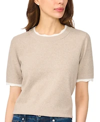 CeCe Women's Lace-Trim Crewneck Short-Sleeve Sweater