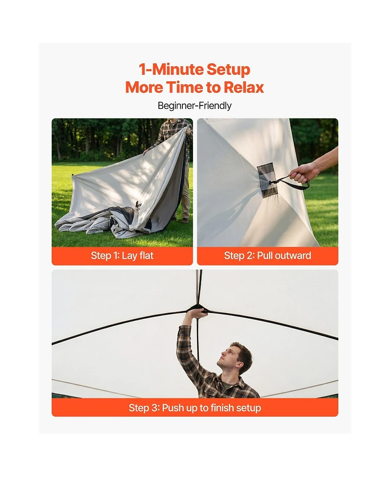 Camping Tent, 4 Person Pop-Up Instant Cabin Tent, Large Mesh Windows, 60s Quick Setup, Ventilation and Carry Bag for Family Camping Hiking