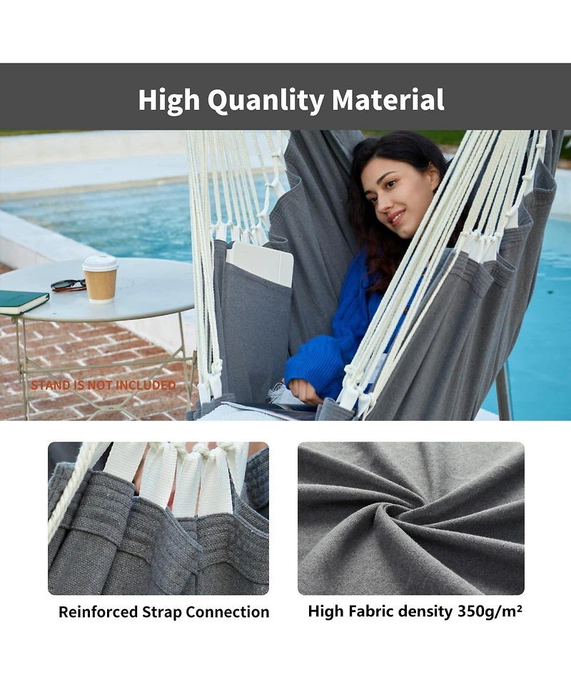 Piscifun 500 Lbs Capacity Hanging Hammock Chair Swing With Footrest Portable Indoor Outdoor Steel Hardware Kit