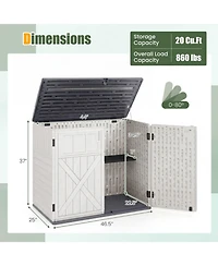 Sugift Horizontal Resin Storage Shed With Adjustable Shelf
