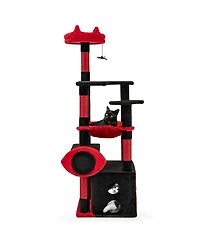Hongge Gothic Cat Tree Tower with Dangling Spider Toy, 52 Inch