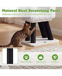 Hongge Lamb-Shaped 43 Inch Cat Tower with 2-Door Rattan Condo