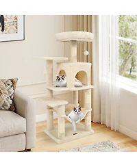 Hongge 44 Inch Multi-Level Cat Tower with Roomy 2-Door Condo