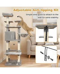 Hongge Large 63 Inch Indoor Cat Tower with Rotatable Basket Bed