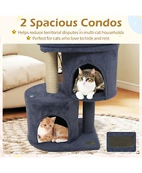 Hongge Dual-Condo 26 Inch Cat Tower with Wide Cushioned Perch
