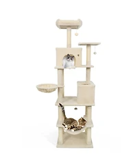 Hongge 80 Inch Extra Tall Multi-Cat Tree with Skylight Condo
