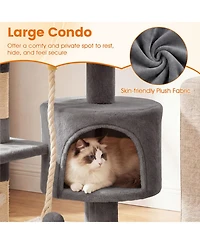 Hongge 36 Inch Kitten Cat Tower with a Round 15.5 Inch Lounging Platform