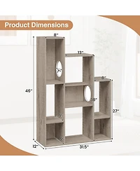 Hongge Modern Cat Bookshelf Tree with 8-Section Storage Cabinet