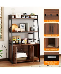 Hongge Cat Litter Box Enclosure with Storage Shelves Power Station and Scratching Pad