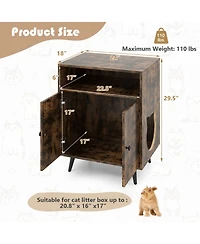 Hongge Industrial Cat Litter Box Enclosure with Cat-Shaped Entry Tabletop and Open Compartment
