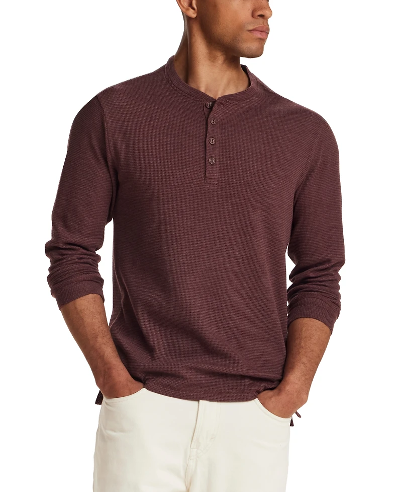 Weatherproof Vintage Men's Variegated Microstripe Waffle Henley T-Shirt