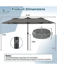 Sugift 13 Feet Double-Sided Patio Umbrella with Color Changing Flowing Solar Led Lights