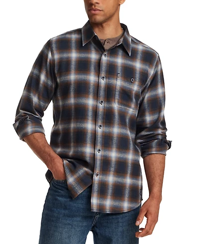 Weatherproof Vintage Men's Waffle Flannel Plaid Shirt