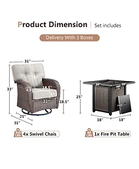 Pocassy Premium All-Weather Wicker 4 - Person Patio Conversation Set with 5in Thick Cushions