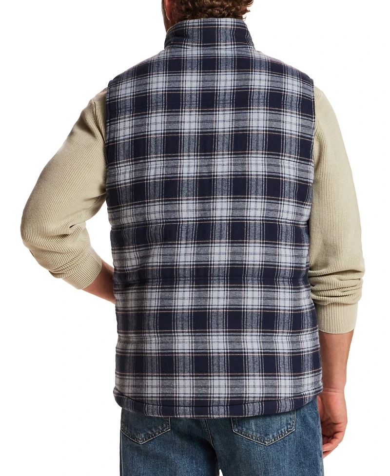 Weatherproof Vintage Men's Sherpa Lined Plaid Flannel Vest