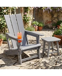Gymax Adirondack Chairs Set of 2 with Cup Holder Wood Texture for Garden Backyard