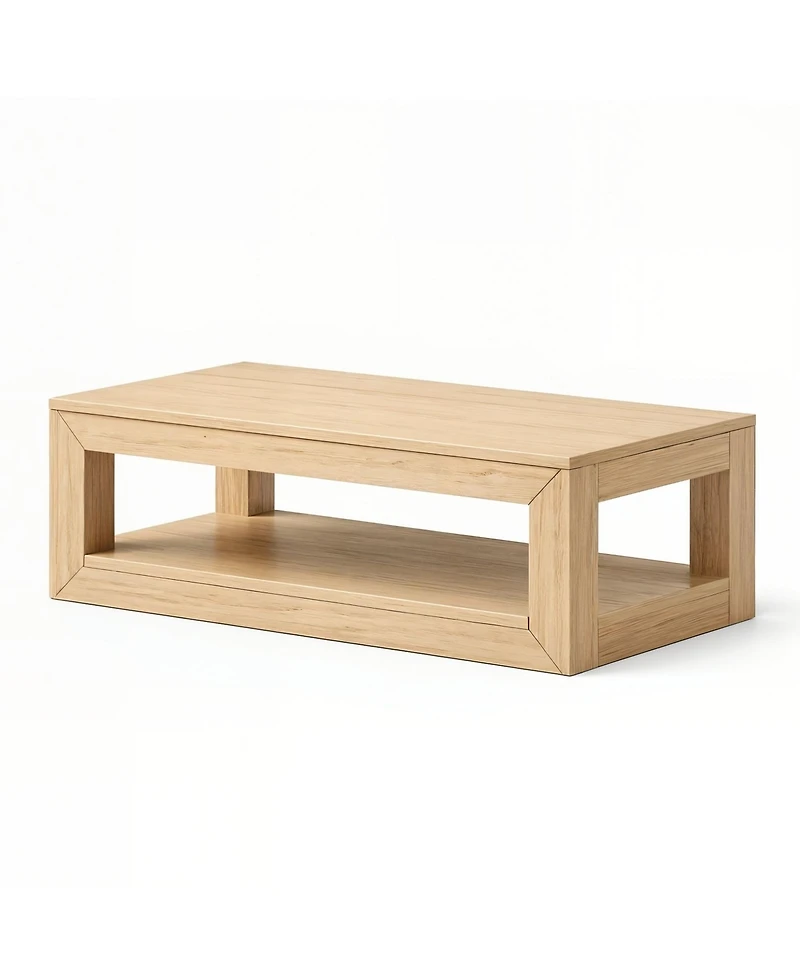Sunset Living Furniture Modern Rectangular Coffee Table with Bottom Shelf