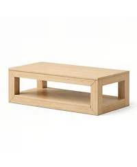 Sunset Living Furniture Modern Rectangular Coffee Table with Bottom Shelf