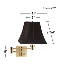 Barnes and Ivy Swing Arm Wall Lamp Warm Antique Brass Plug-In Light Fixture Square Shade Bedroom Living Room Reading