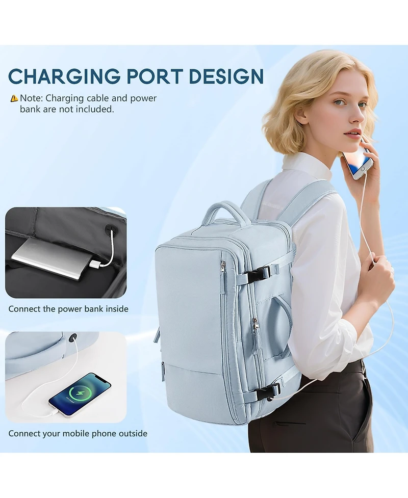 Piscifun 16 Inch Laptop Carry On Travel Backpack Waterproof Daypack With Usb Charging Port