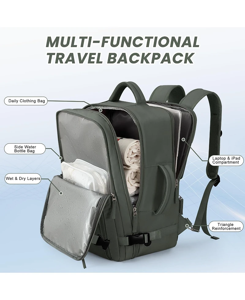 Piscifun 16 Inch Laptop Carry On Travel Backpack Waterproof Daypack With Usb Charging Port