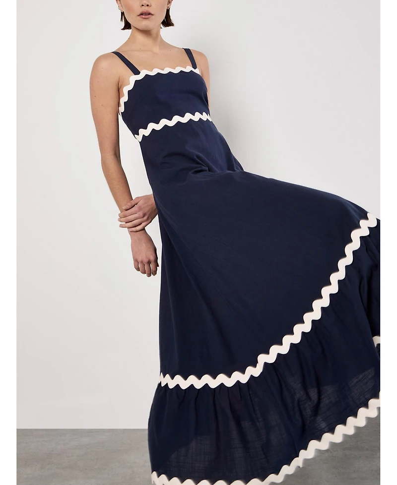Apricot Women's Rick Rack Trim Trapeze Midaxi Dress