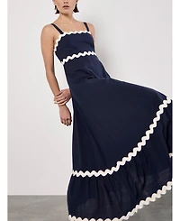 Apricot Women's Rick Rack Trim Trapeze Midaxi Dress