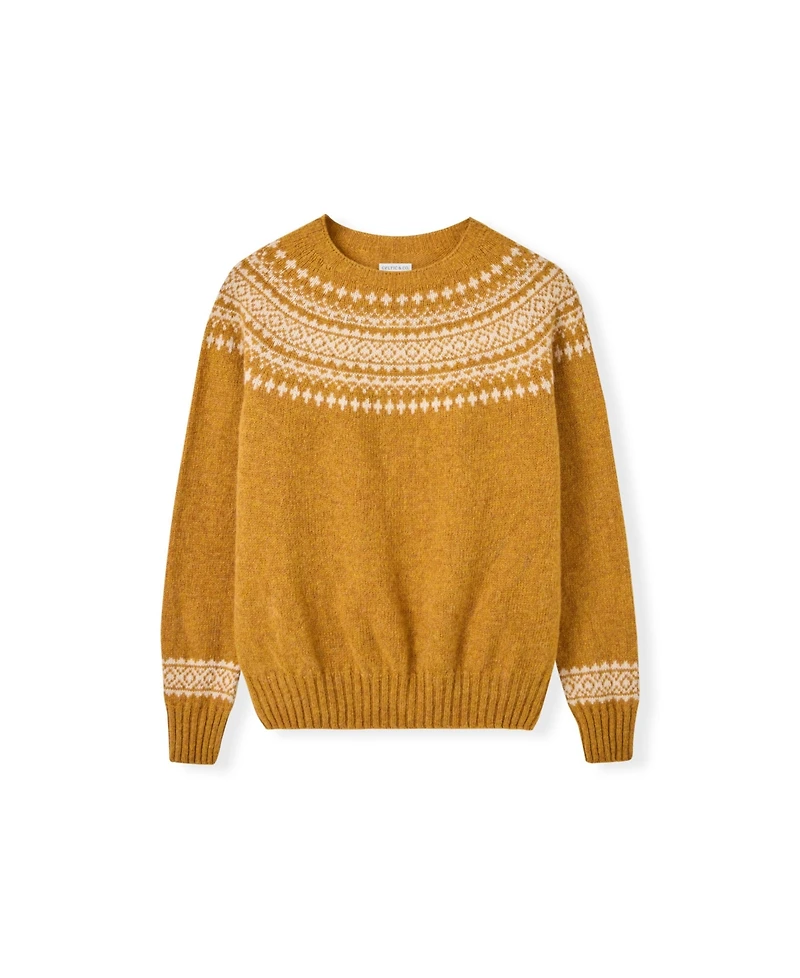 Celtic & Co. Women's Highlands Fair Isle Slim-fit Crew Neck Sweater