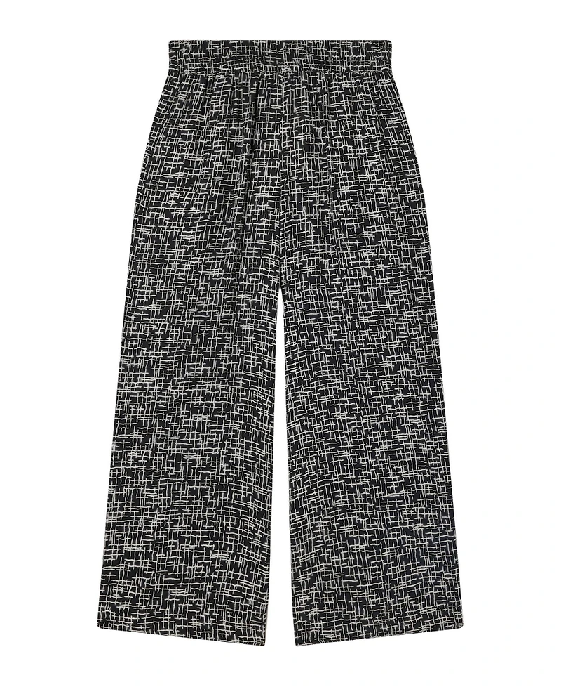 Whistles Women's Woven Grid Crop Wide-Leg Trouser