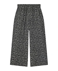 Whistles Women's Woven Grid Crop Wide-Leg Trouser