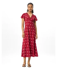 Whistles Women's Floral A-Line V-Neck Midi Dress