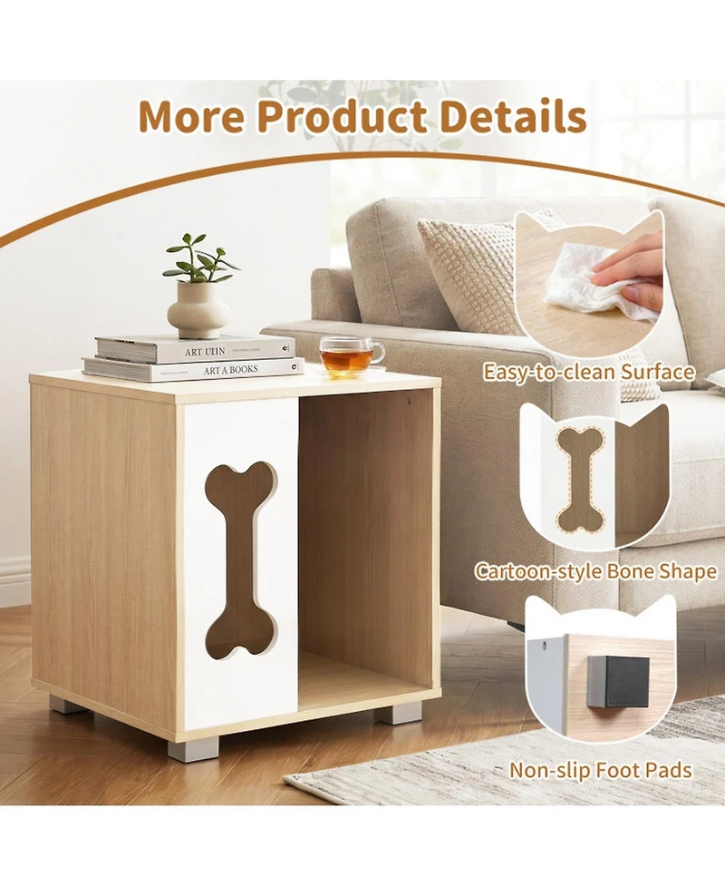 Hongge Wooden Cat Condo End Table with Cutout Entry Window