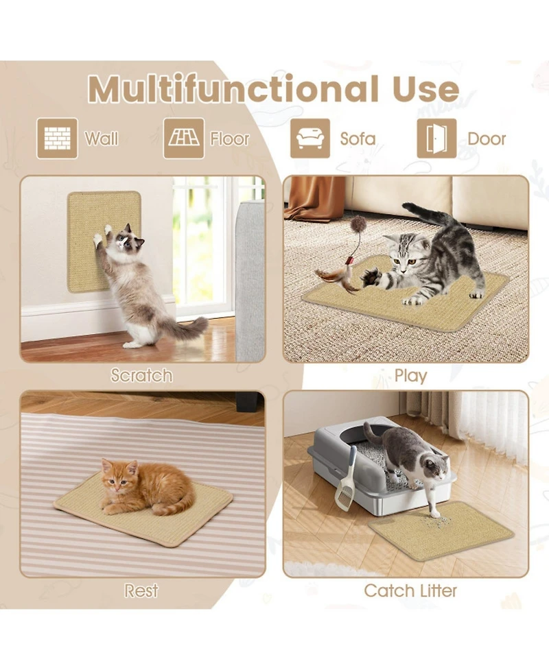 Hongge Horizontal Sisal Cat Scratching Mat Set of 6, 24 x 16 Inch