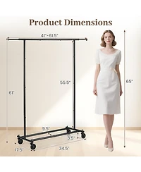Hongge Mobile Garment Rack with Extendable Side Rods and 4 Swivel Casters