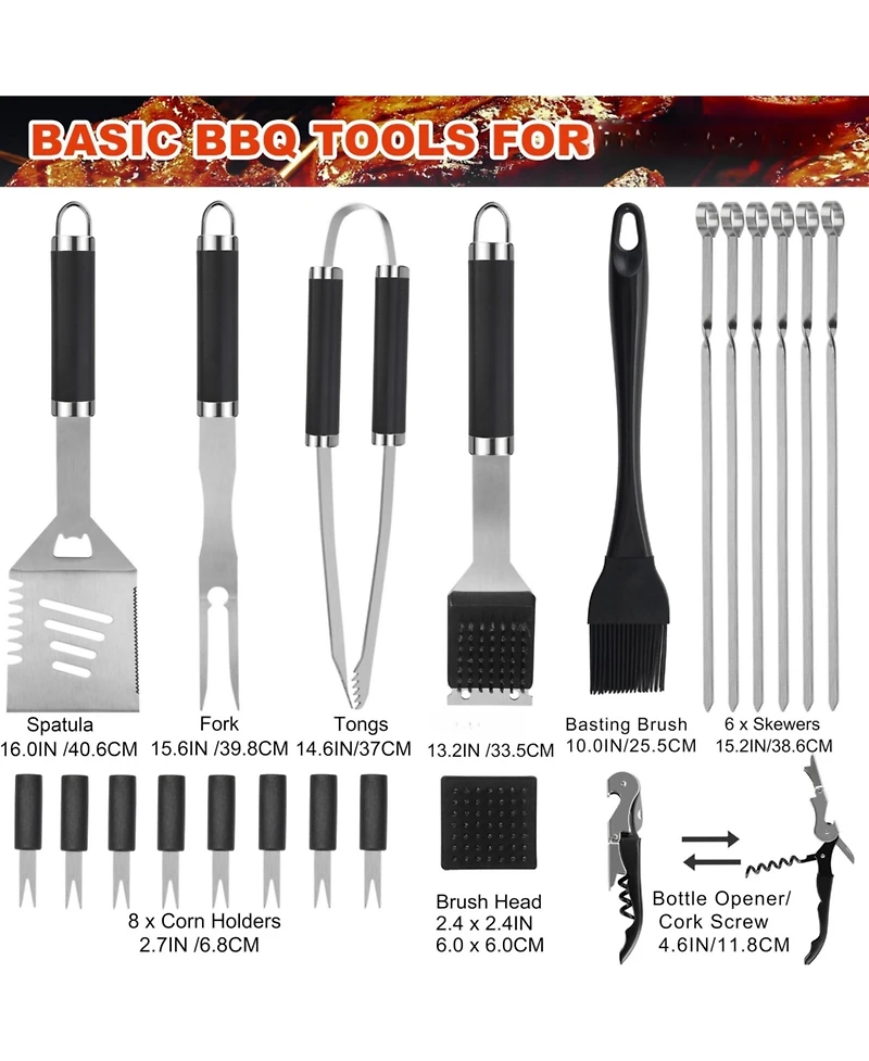 Xdovet Bbq Grill Tools Set Stainless Steel Barbecue Kit Aluminum Case Gifts for Men Dad