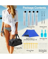 Aofar Beach Tent Sun Shelter Sandbags Stability Poles Camping Fishing 10 X 13 Feet