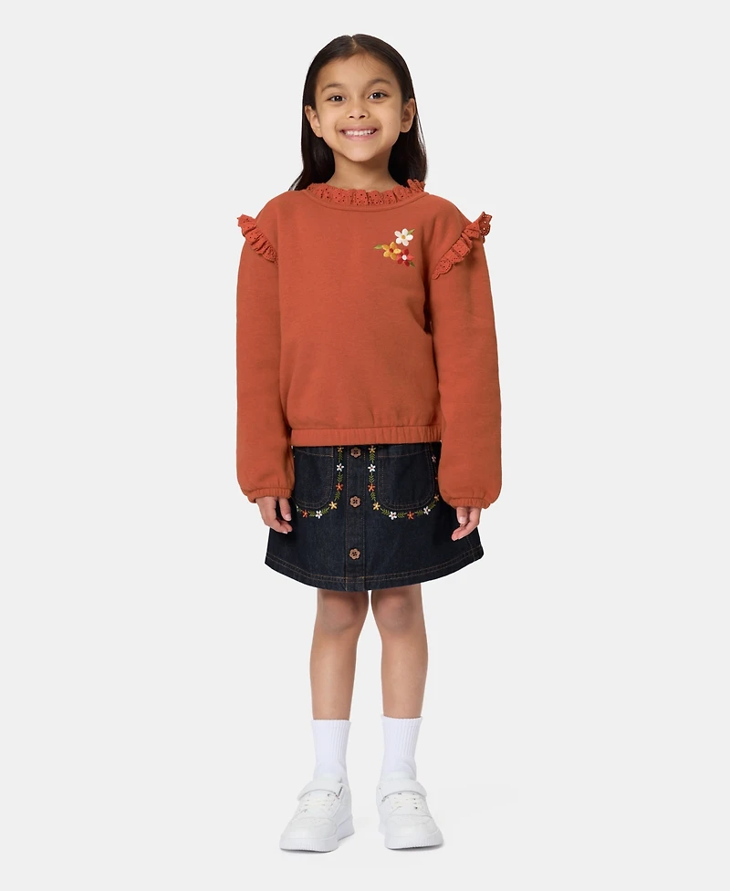 Kids Headquarters Toddler Girls' 2T-4T Long-Sleeve Top and Skirt, 2-Piece Set