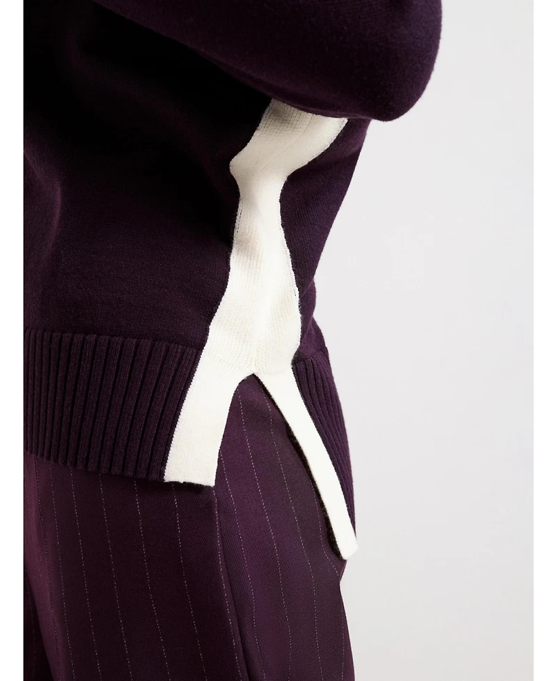 Phase Eight Women's Hallie Tipped Crewneck Long-Sleeve Contrast-Stripe Sweater