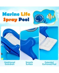 Hongge Marine Life Inflatable Spray Pool Play Center with Shark Slide, 74"L x 60.2"W x 24.8"H, 43-Gallon Capacity, Ages 2+