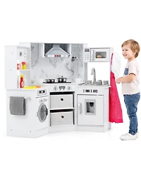 Hongge Wooden Kids Play Kitchen with Water Circulation Sink and Sounds