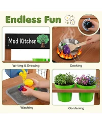 Hongge Outdoor Mud Kitchen with Removable Birdcage and Planter Box, Ages 3+