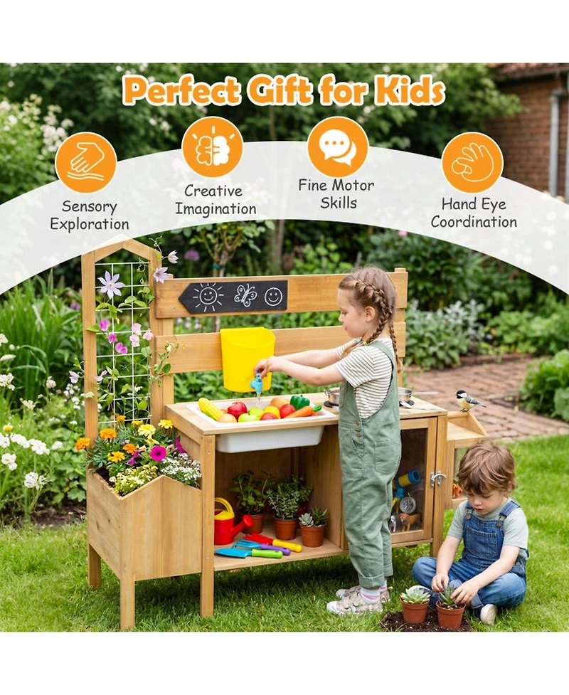 Hongge Detachable Bird Cage 7-Piece Mud Kitchen, Ages 3+