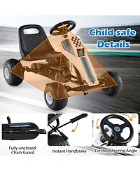 Hongge 4-Wheel Kids Pedal Go Kart with Steering Wheel and Handbrake