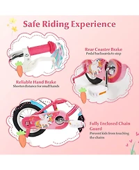 Hongge 12-Inch Girls' Bike with Doll Seat, Front Basket and Training Wheels, Ages 3-4