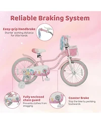 Hongge 18-Inch Kids Bike with Training Wheels and Front Basket, Ages 4-8