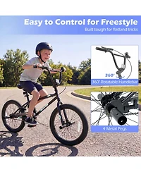 Hongge 20-Inch Freestyle Bmx with 360-Degree Steering Bike, 110 lb. Capacity, Ages 8+